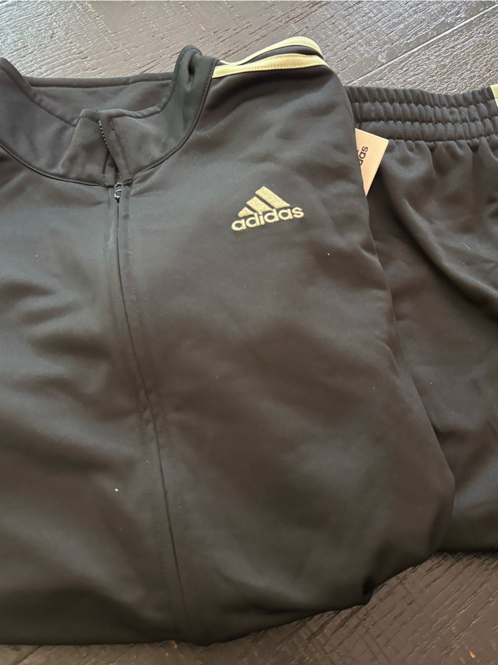 adidas Black Zip-Front  Jacket with Subtle Logo pants and jacket kids 14/16